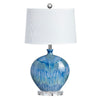 Accent Table Lamp Set of 2 | Blue Round Bottle Shaped Ceramic Body