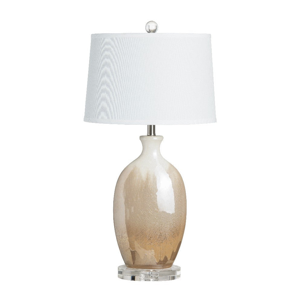 Table Lamp Set of 2 | Beige and Gold Ceramic Vase Design |30"