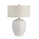 Table Lamp | Cream Fish Motif Design | 26" | Grasscloth Drum Shade