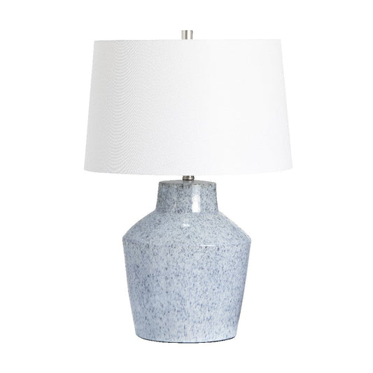 Huma Table Lamp | Gray Ceramic Body | White Tapered Drum Shade | 27"