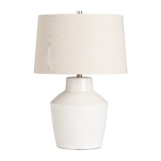 Huma Table Lamp | Cream Ceramic Base | White Tapered Drum Shade | 27"