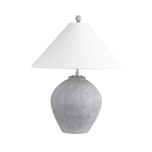 Accent Table Lamp | Gray Ceramic | White Empire Linen Shade | 29"