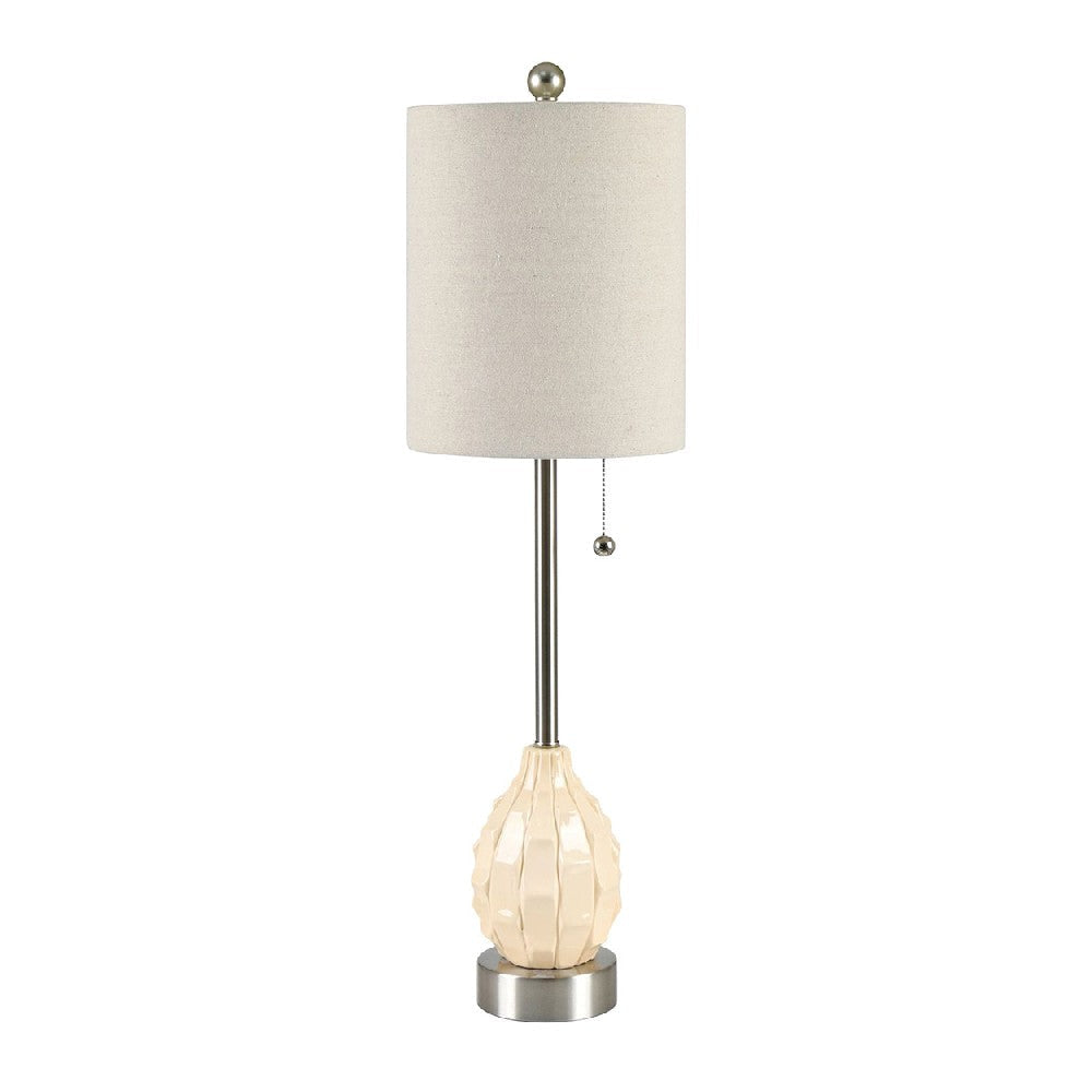 Table Lamp Set of 2 | Cream Ceramic Body | 31" | Cylindrical Shade