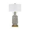 Delo Table Lamp | Gray Ceramic Body | Gold Accents | 33" | White Shade