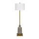 Delo Floor Lamp | Gray Ceramic Body | Gold Accents | 63" | White Shade