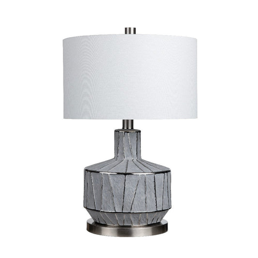 Rony Table Lamp | Gray Ceramic Body with Retro Black Accents | 27"
