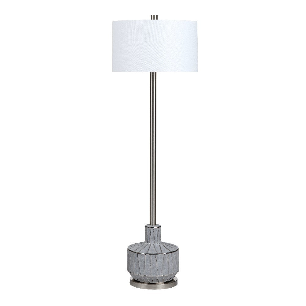 Rony Floor Lamp | Gray Ceramic Body with Retro Black Accents | 61"
