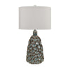 Set of 2 Table Lamp | Drum Shade | Teal Brown Textured Disc Design Ceramic