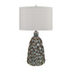Set of 2 Table Lamp | Drum Shade | Teal Brown Textured Disc Design Ceramic