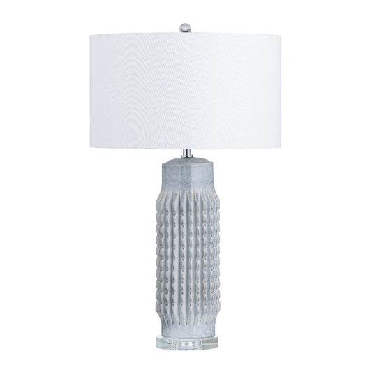 Dalu Set of 2 Table Lamps | Gray Ceramic Body | White Linen Drum Shade