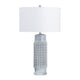 Dalu Set of 2 Table Lamps | Gray Ceramic Body | White Linen Drum Shade