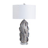 Set of 2 Accent Table Lamps | Blue Wave Ceramic | White Linen Shade