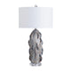 Set of 2 Accent Table Lamps | Blue Wave Ceramic | White Linen Shade
