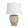 Table Lamp | Brown Textured Ceramic Body | 28" | White Linen Shade