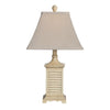 Accent Table Lamp Set of 2 | Resin Shutter Base | Tan Brown Linen Bell Shade