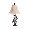 Accent Table Lamp Set of 2 | Brown Resin Pinecone Design Body | Fabric Shade