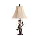 Accent Table Lamp Set of 2 | Brown Resin Pinecone Design Body | Fabric Shade