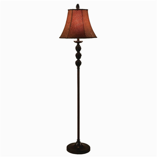 Accent Floor Lamp | 63" | Pinecone Resin | Cognac Brown Mica Shade