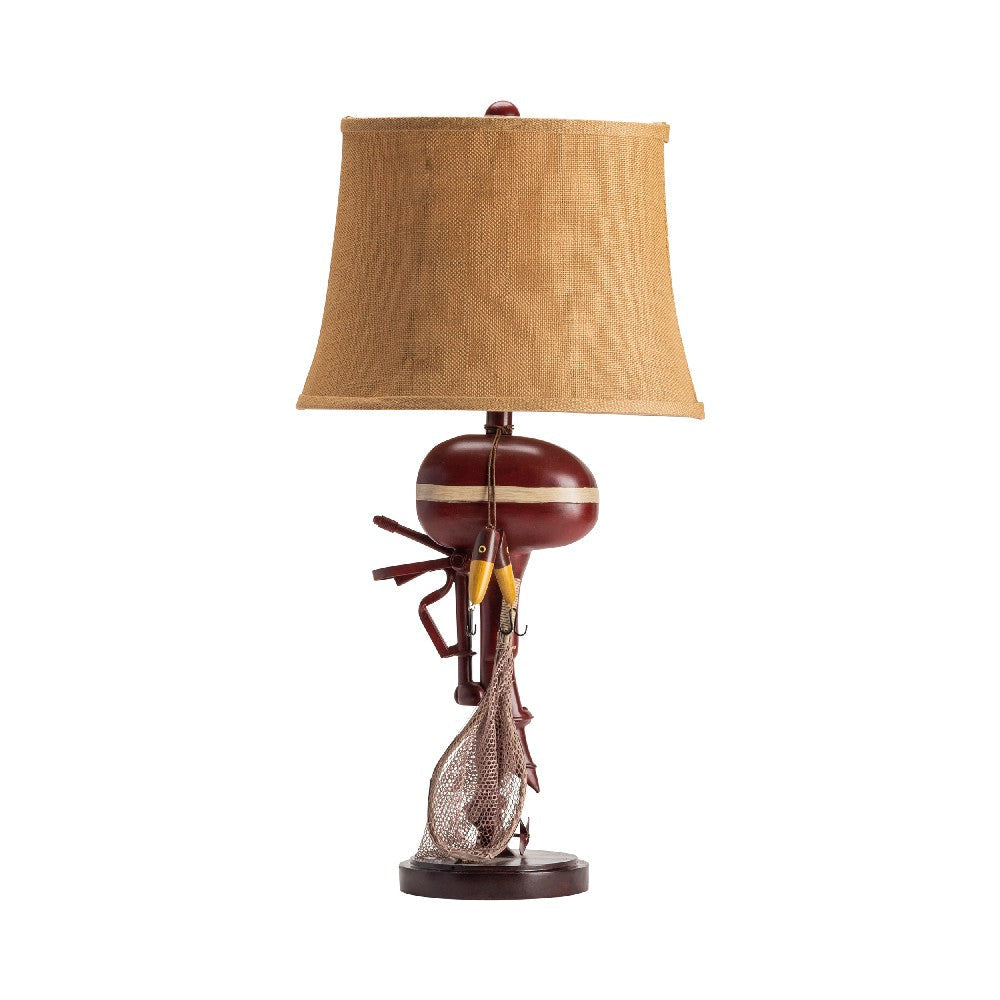 Boto Accent Table Lamp | Fishing Theme Red Base | Tan Shade CCL-CVATP159