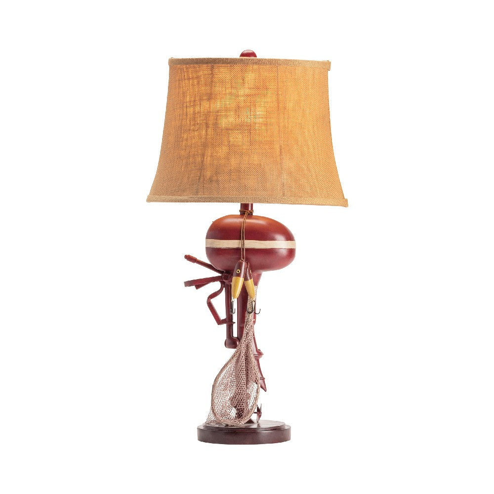 Boto Accent Table Lamp | Fishing Theme Red Base | Tan Shade CCL-CVATP159