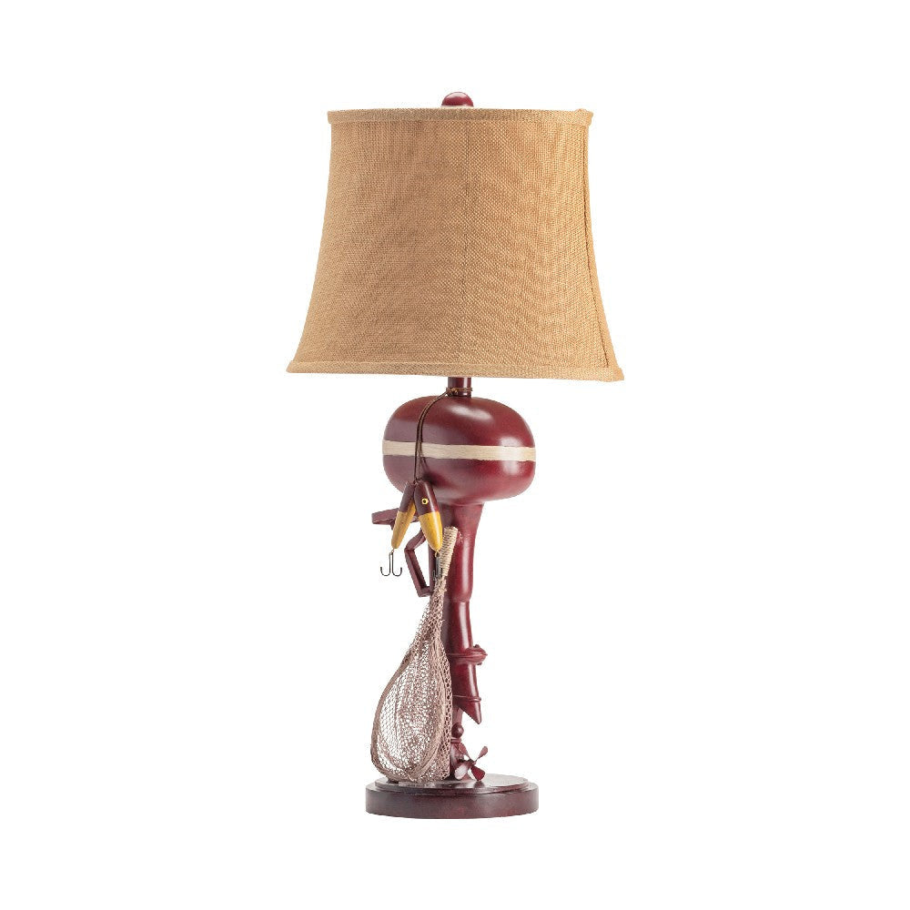 Boto Accent Table Lamp | Fishing Theme Red Base | Tan Shade