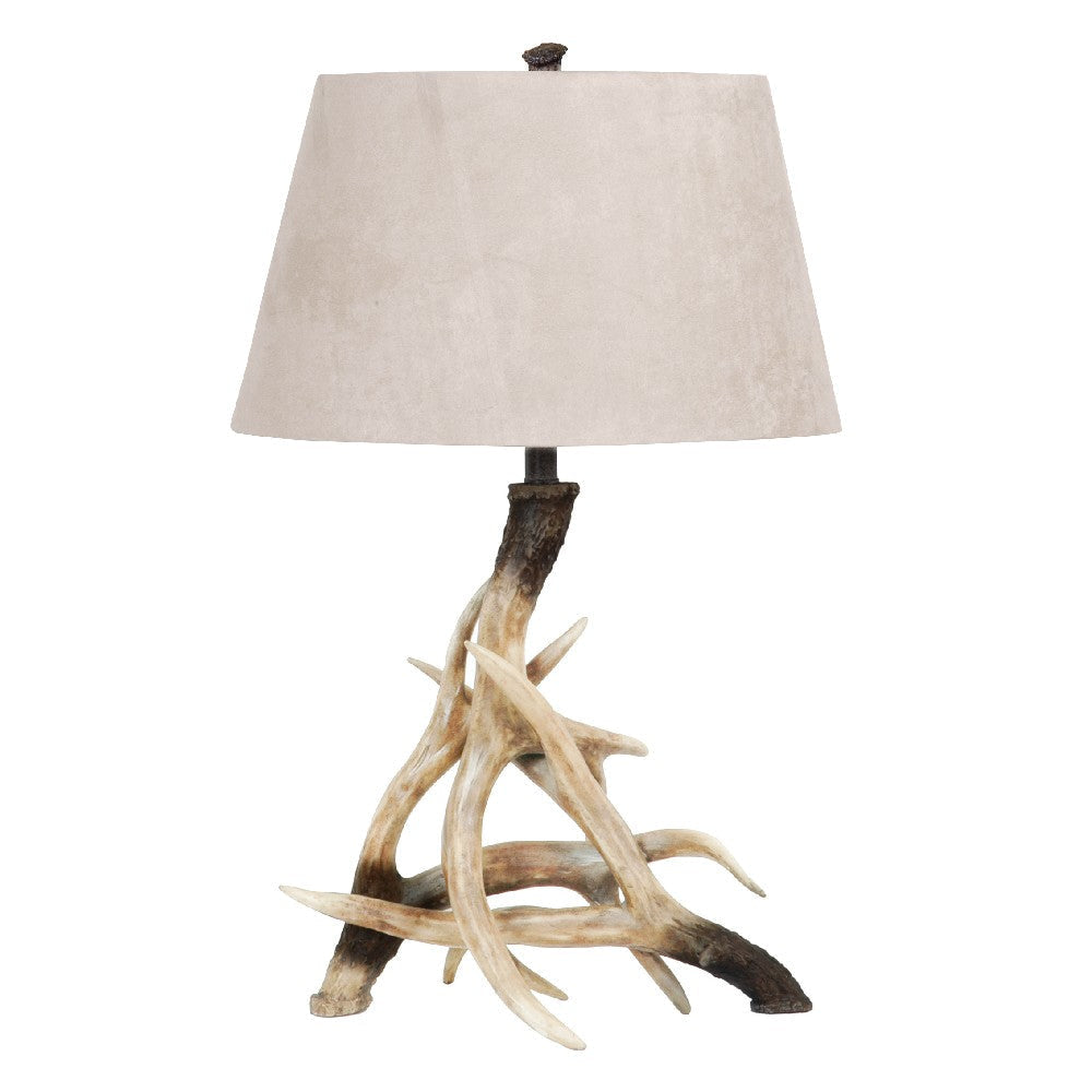 Accent Table Lamp Set of 2 | Deer Antler Resin | 31" | Faux Suede Shade