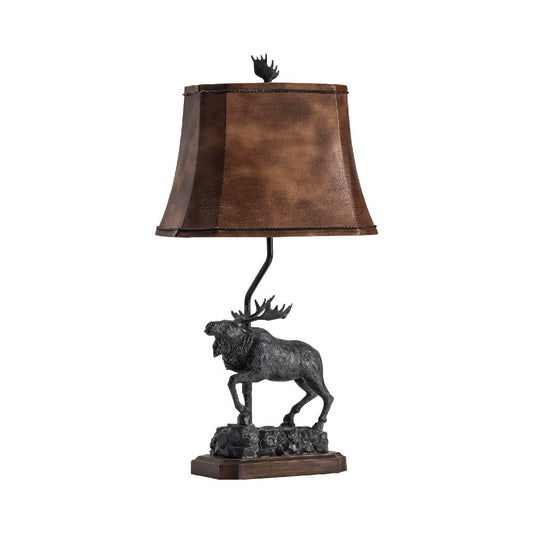 Accent Table Lamp Set of 2 | Sculpted Moose Base | 30" | Brown Shade
