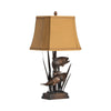 Accent Table Lamp Set of 2 | Leaping Fish Resin Base | 29" Tan Shade