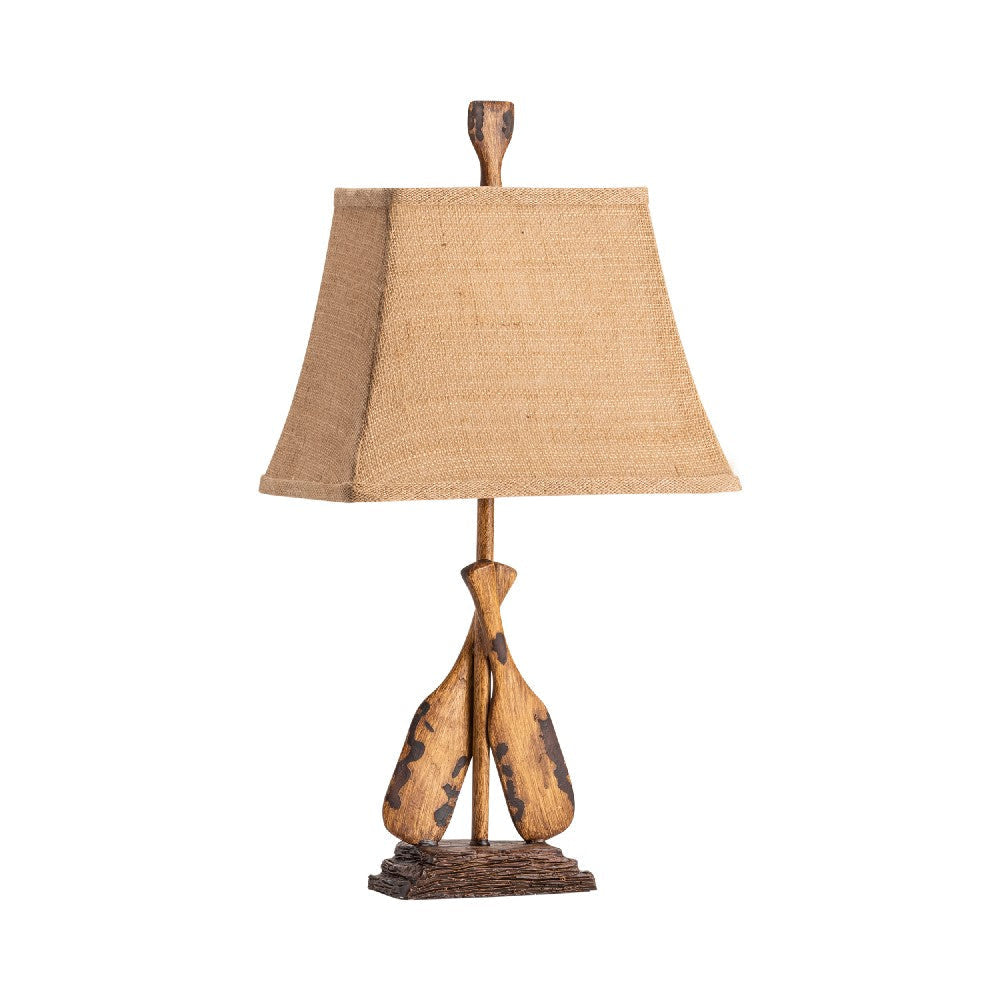 Accent Table Lamp Set of 2 | Oar-Inspired Design | Flared Brown Shade