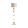 Accent Floor Lamp | 67" Turned Wood Post White Resin | Wide Shade