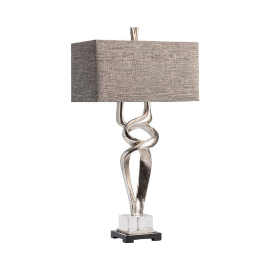 Accent Table Lamp Set of 2 | Silver Resin Sculpture | 37" | Tweed