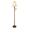 Set of 2 Floor Lamps | Bronze Metal Swing Arm | Tan Fabric Empire Shade