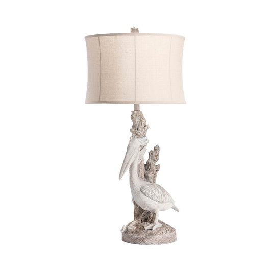 Accent Table Lamp | Coastal Pelican Design | 39" | Flared Cream Shade