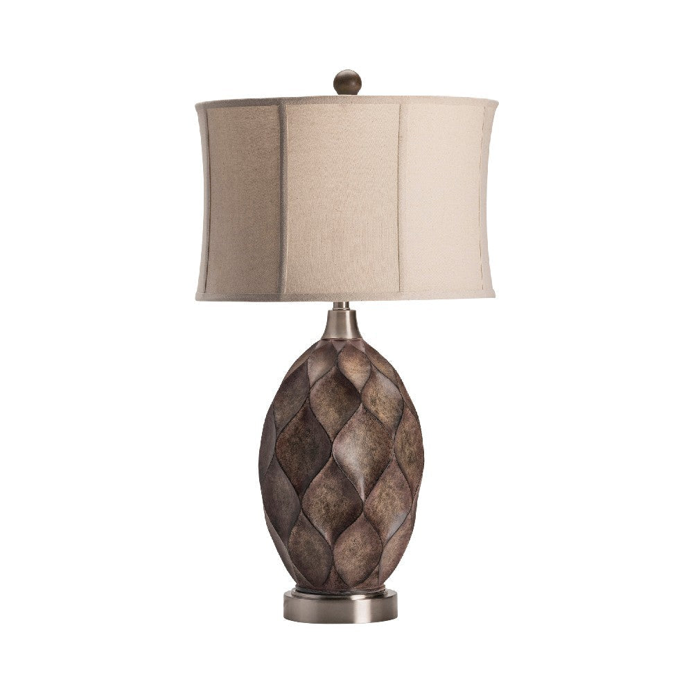 Accent Table Lamp | Diveted Textured Resin Base | 34" | Tan Shade