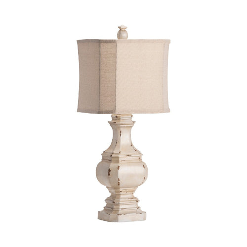 Accent Table Lamp Set of 2 | Cream Mitered Shade | 28" | Washed White
