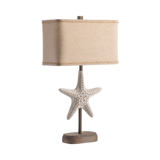 Starfish Table Lamp Set of 2 | White Resin & Iron | Linen Shade | 29"