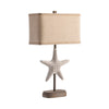 Starfish Table Lamp Set of 2 | White Resin & Iron | Linen Shade | 29"