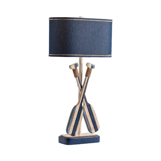 Rox Coastal Table Lamp Set of 2 | Beige Resin | Blue Shade | 35"