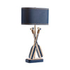 Rox Coastal Table Lamp Set of 2 | Beige Resin | Blue Shade | 35"