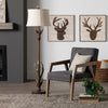 Antler Floor Lamp | Resin Metal Base | Coastal Beige Linen Shade 67"