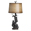 Table Lamp Set of 2 | Bear Family Resin Base | Brown Linen Shade | 30"
