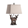 Resin Deer Table Lamp | Bronze | Neutral Linen Shade | 30"