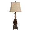 Pinecone Table Lamp Set of 2 | Brown Resin | Beige Faux Leather Shade | 34"
