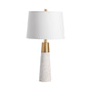 Table Lamp | White Terrazzo and Metal | White Linen Shade | 29"