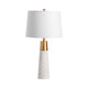 Table Lamp | White Terrazzo and Metal | White Linen Shade | 29"