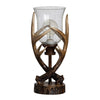 Table Lamp | Rustic Antler Uplight | Brown Resin | Glass Shade | 18"