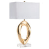 Table Lamp | Gold Resin and Crystal Base | White Linen Shade | 31"