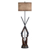 Floor Lamp | Man Cave Hunting Lodge Decor | Brown Linen Shade | 67"