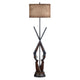 Floor Lamp | Man Cave Hunting Lodge Decor | Brown Linen Shade | 67"