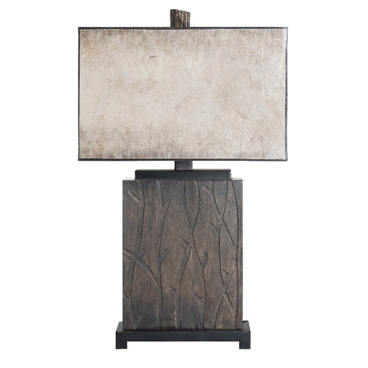 Rustic Table Lamp | Brown Resin | Sturdy Metal Base | Mica Shade | 30"